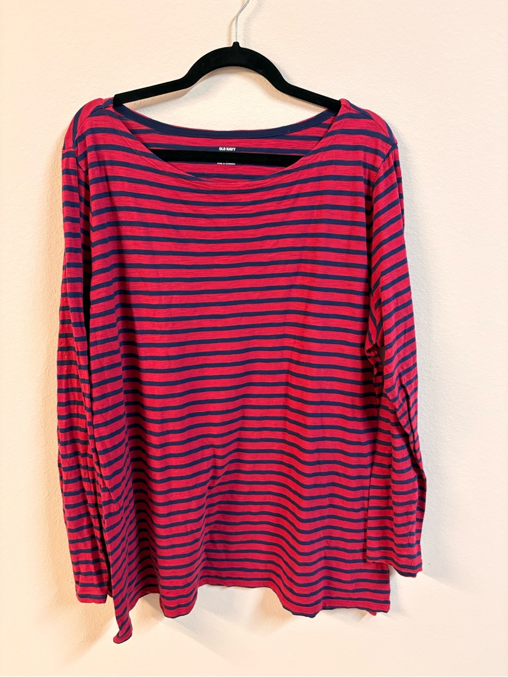 Old Navy Red and Navy Striped Plus Size Top